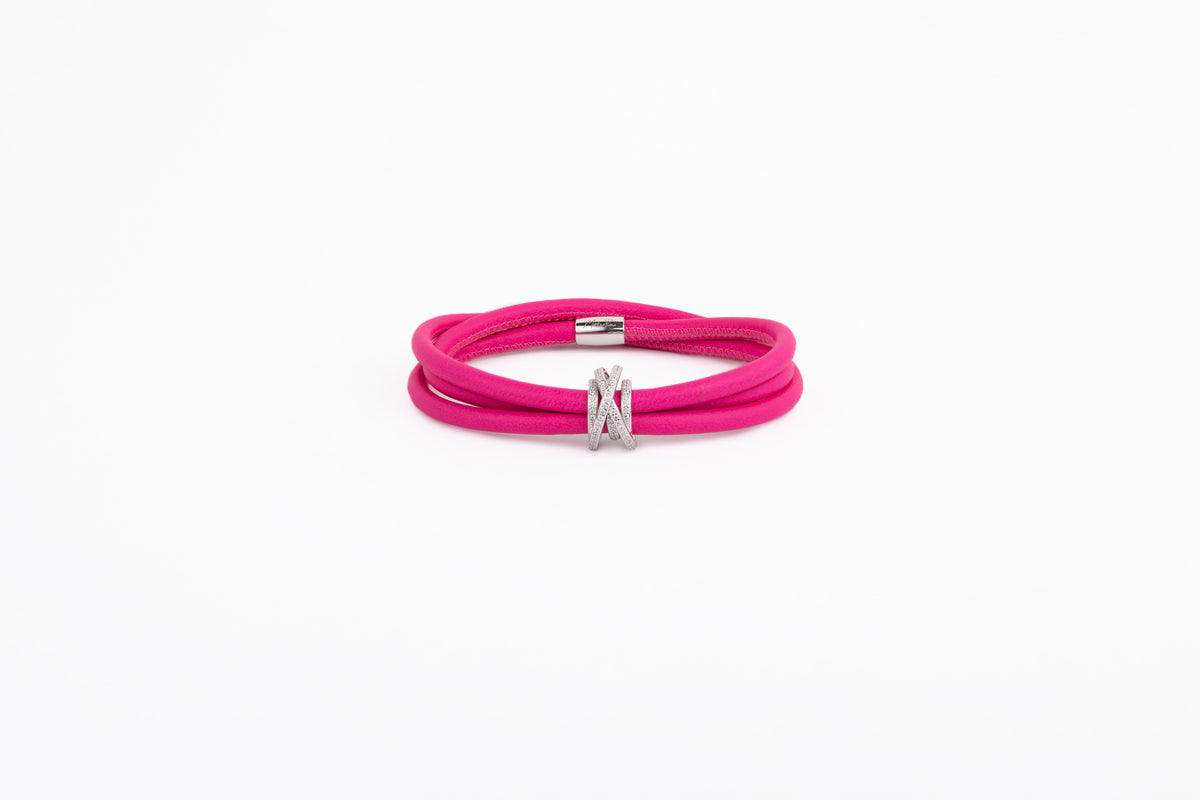 BRACCIALE TOURBILLON CON NAPPA FUCSIA