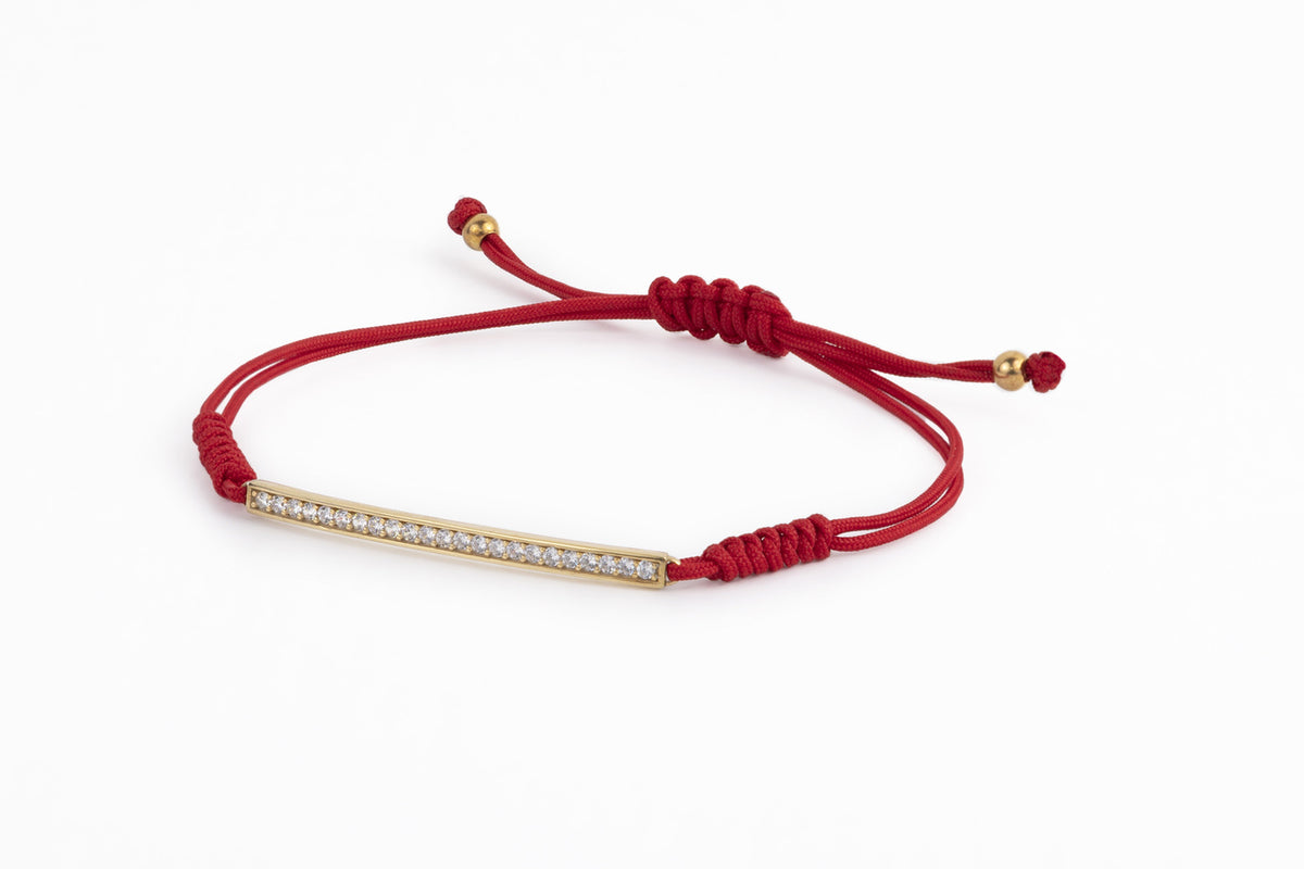 BRACCIALE BAGUETTE CON MACRAMÈ ROSSO