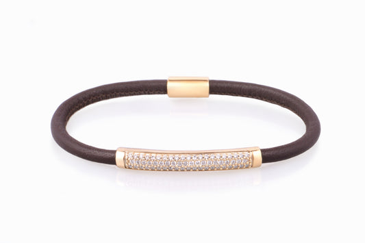 BRACCIALE TUBULAIRE CON NAPPA MARRONE