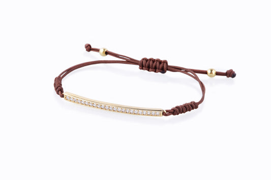 BRACCIALE BAGUETTE CON MACRAMÈ MARRONE